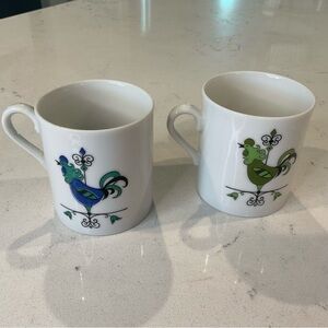 Vintage “60’s” MCM Rooster Weathervane Edwin Knowles 2- Mugs Great Condition.